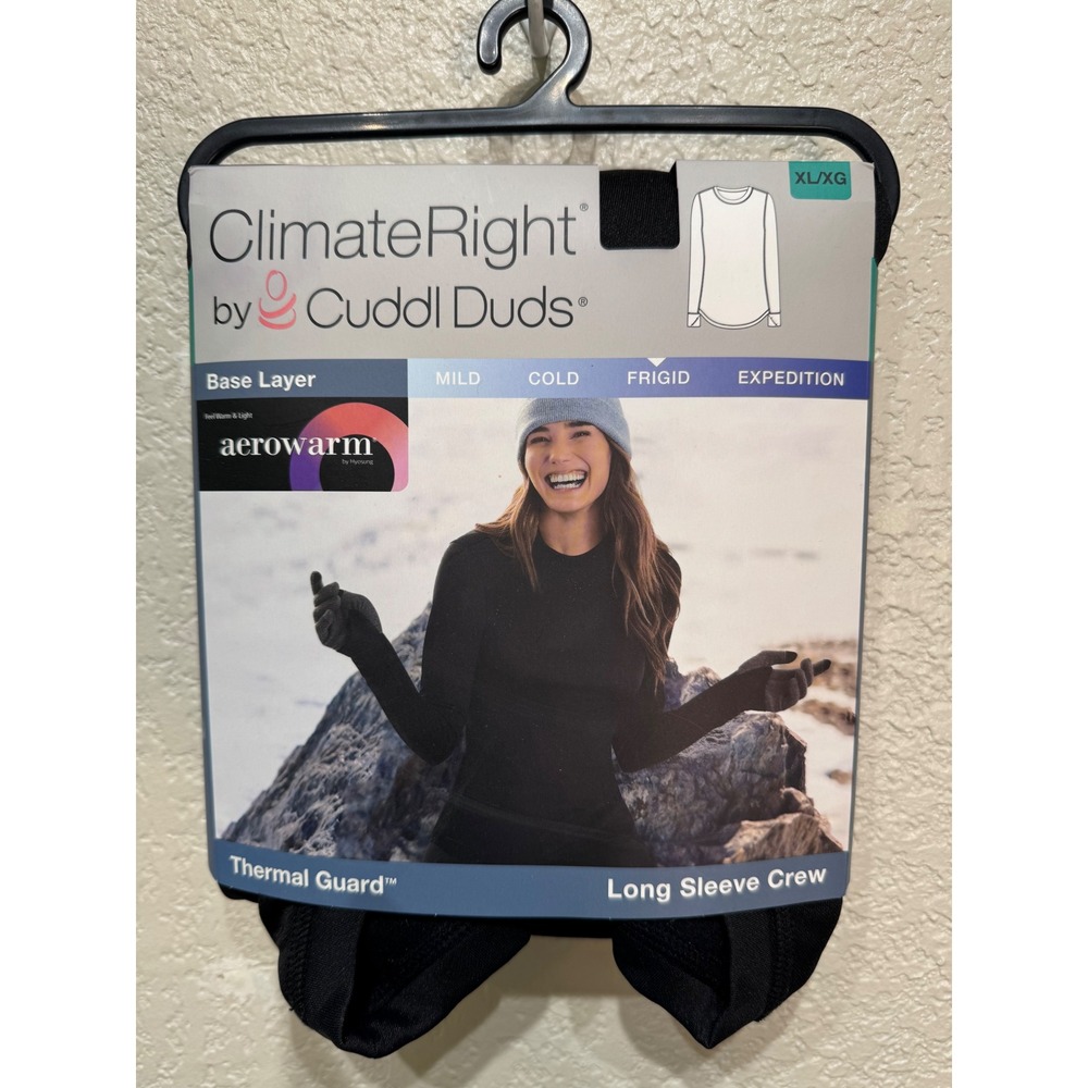ClimateRight by Cuddl Duds Thermal Guard Long Sleeve Crew Black XL/XG NEW